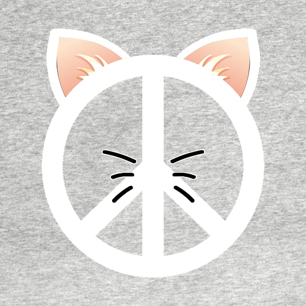 Vintage Peace Cat Sign White Hippie T-shirt by TellingTales